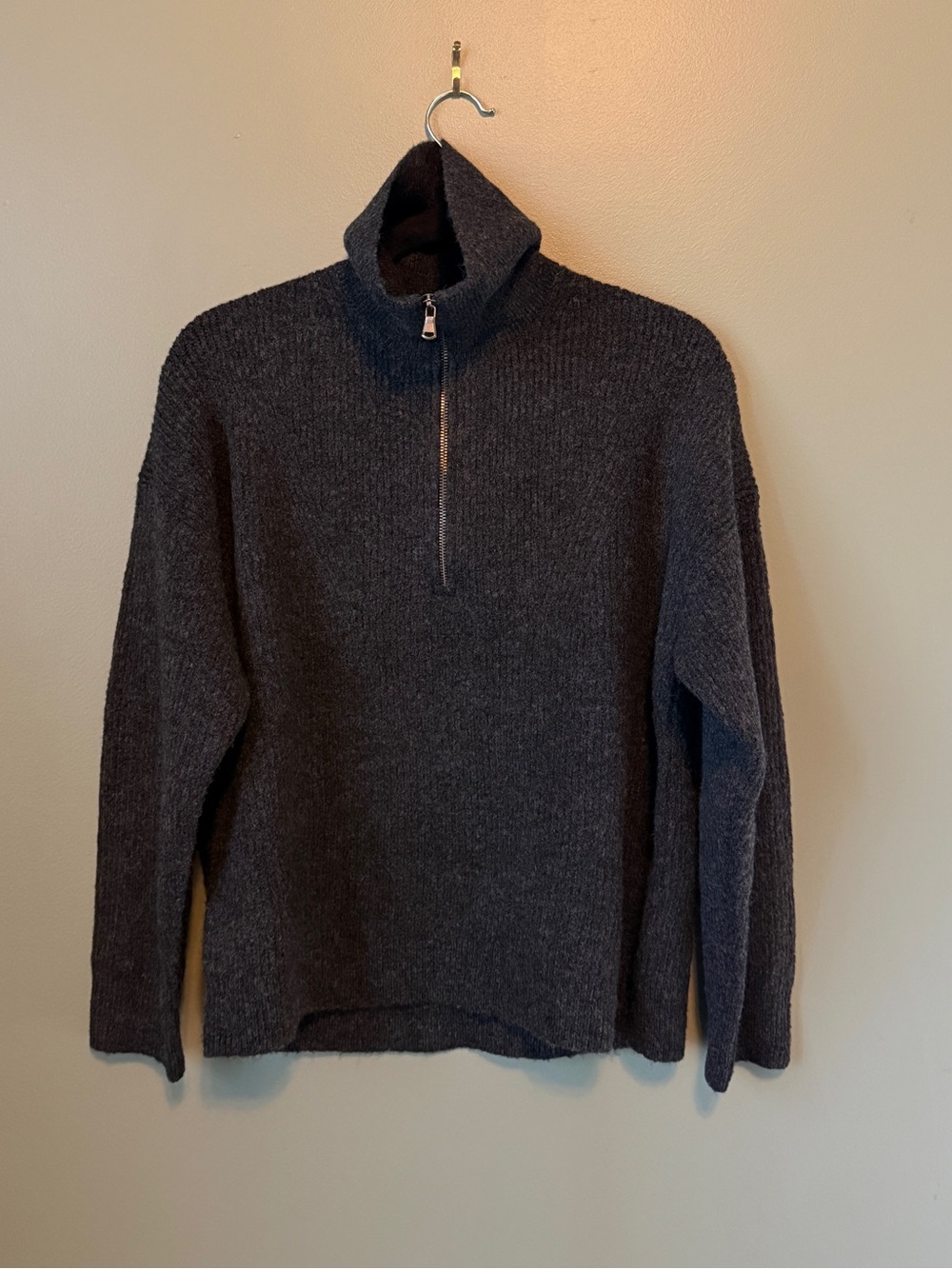J.Crew - Half-zip stretch sweater - Charcoal Gray - Size L